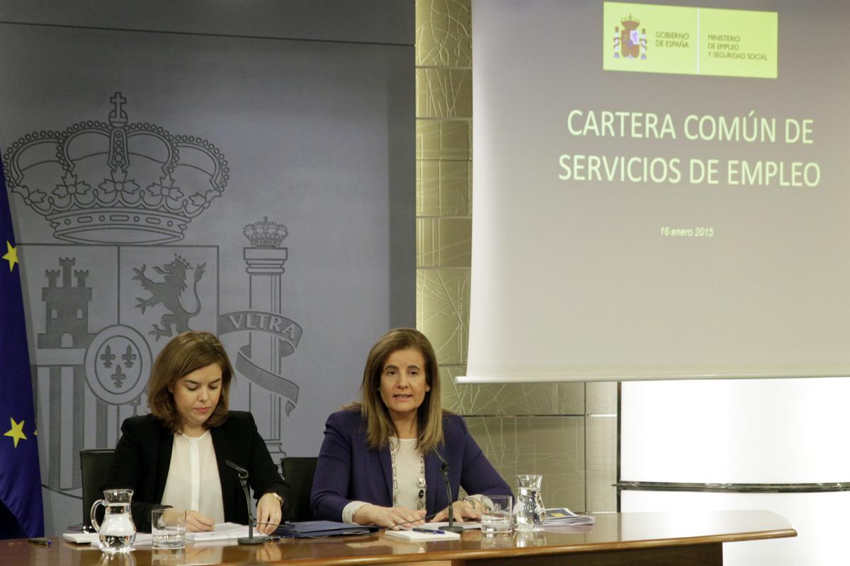 16/01/2015. Consejo de Ministros: Sáenz de Santamaría y Fátima Báñez. La vicepresidenta del Gobierno, ministra de la Presidencia y portavoz ...